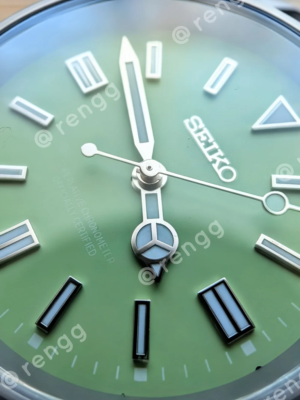 36mm Titanium Slim Seiko Field Mod Watch Light Green Sapphire Smooth Sweep Sec